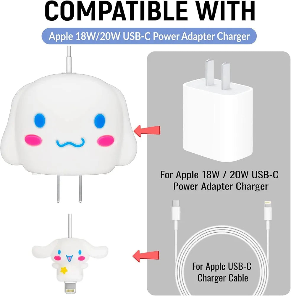 3 pcs- Cineroll Kuromi 20W Iphone Silicone Charger Cover (Net Price 65)