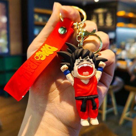 New Happy Red DBZ Goku Rubber Keychain Pack of 3 (eff price 37)