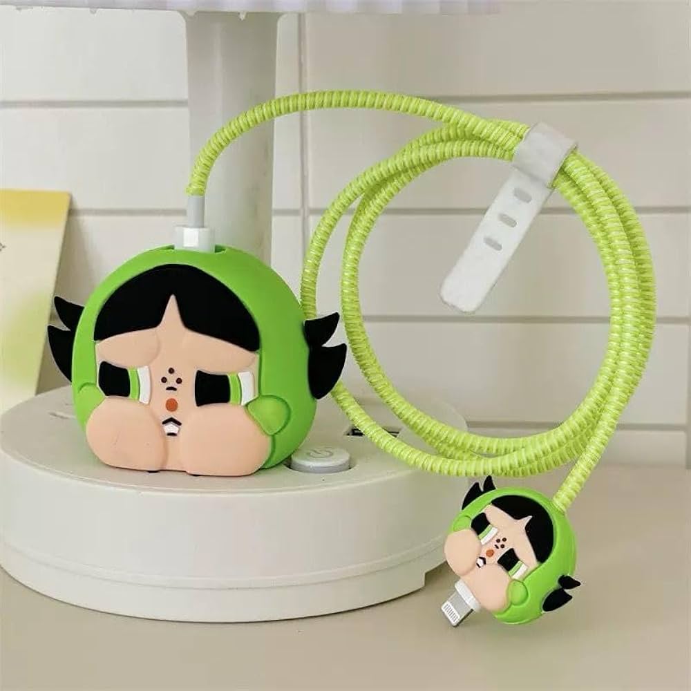 3 pcs- New Powerpuff Grn Girl 20W Iphone Silicone Charger Cover (Net Price 65)