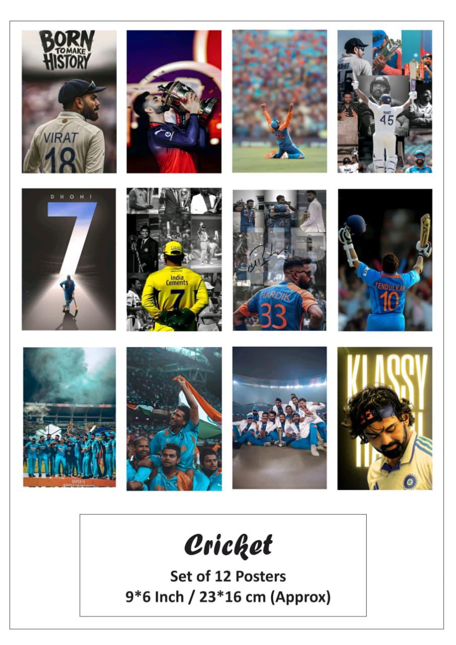 Cricket small size paper poster pack of 12 (eff price 68/pkt) Pack of 3 packet