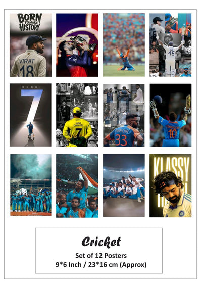 Cricket small size paper poster pack of 12 (eff price 68/pkt) Pack of 3 packet