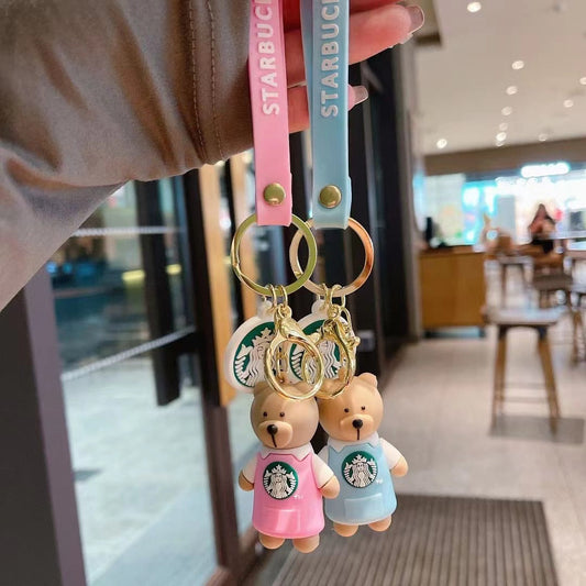 New Starbucks Teddy Standing Rubber Keychain Pack of 3 (eff price 37)