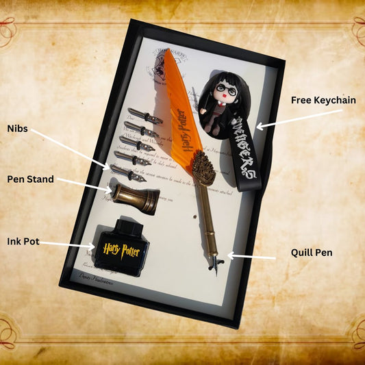 Hp feather pen/keychain set (with ink and nib)