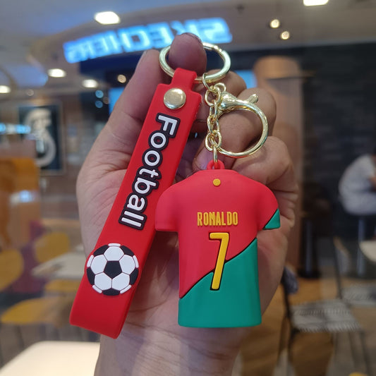 New Ronaldo Red/Grn T-shirt 👕 Rubber Keychain Pack of 3 (eff price 37)