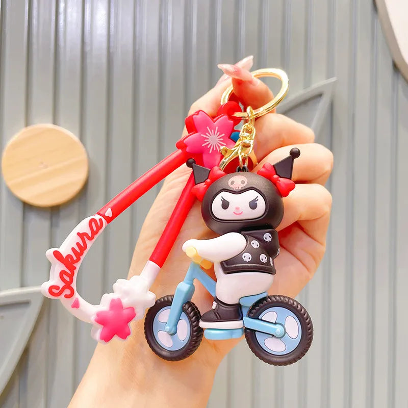Kuromi On Cycle Black rubber keychain pack of 3 (eff price 37)