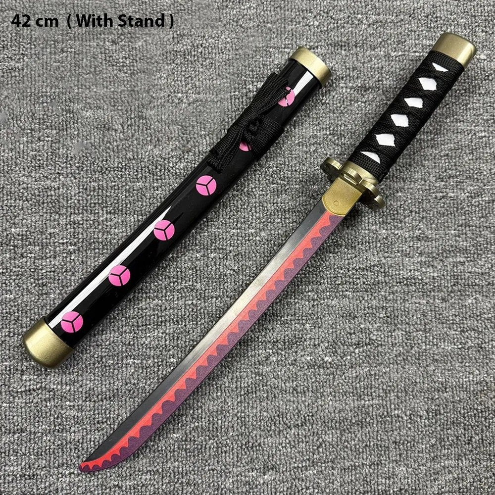 New medium Zoro (Shishui) black  wooden katana 42 cm with stand