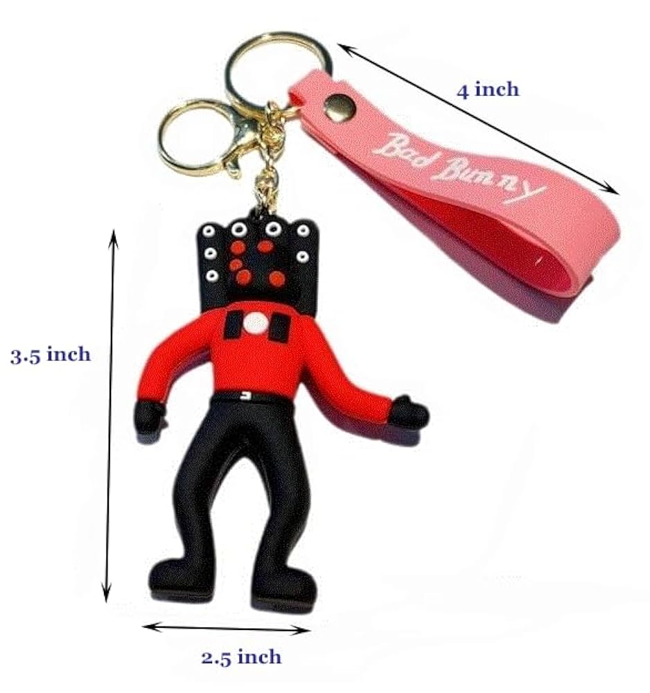 New Bad Bunny Keychain with Pink Strap Rubber Keychain Pack of 3 (eff price 37)