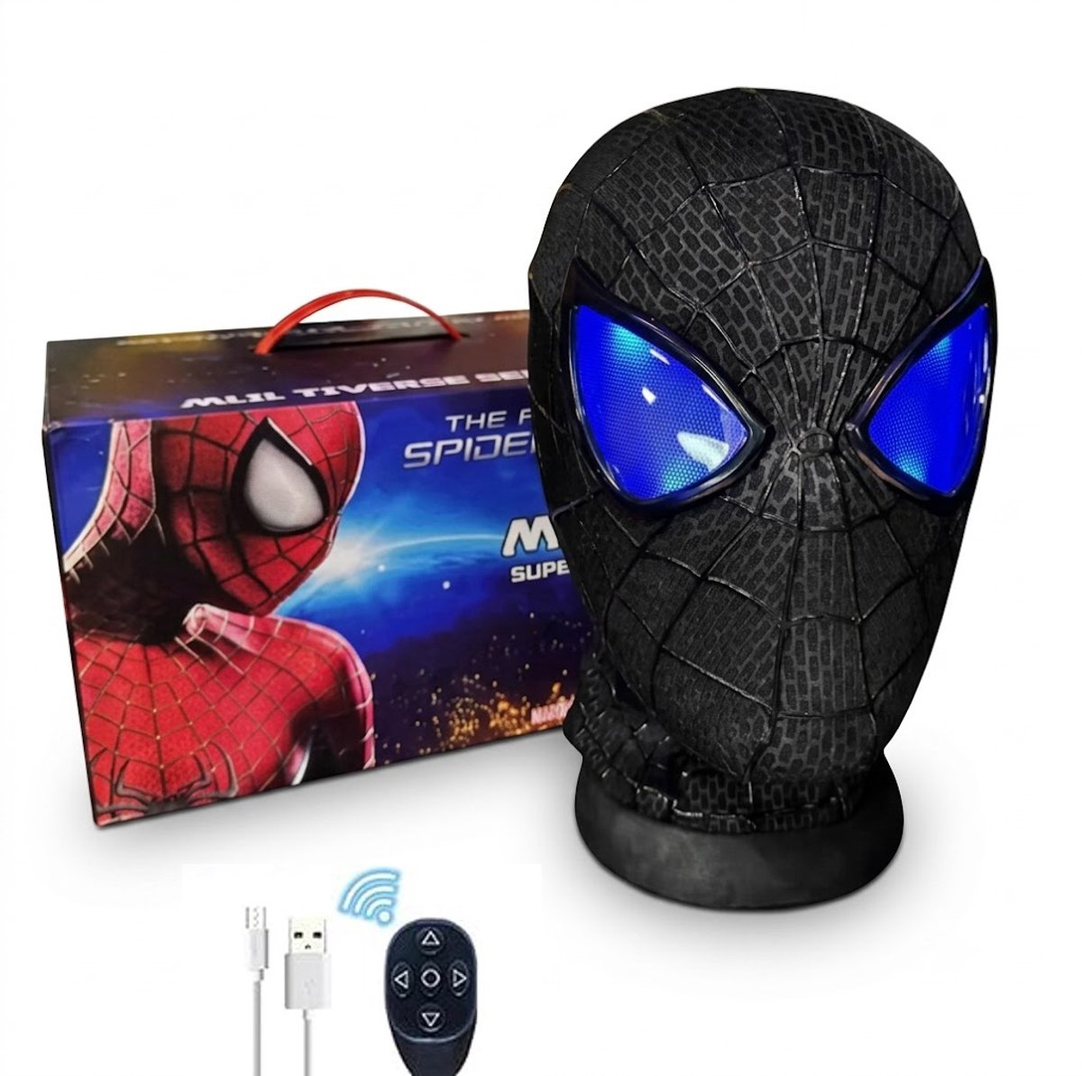 New Amazing Spidy 2 Full Black Eyes Flicker Mask - Ring Remote Control (Premium Quality)