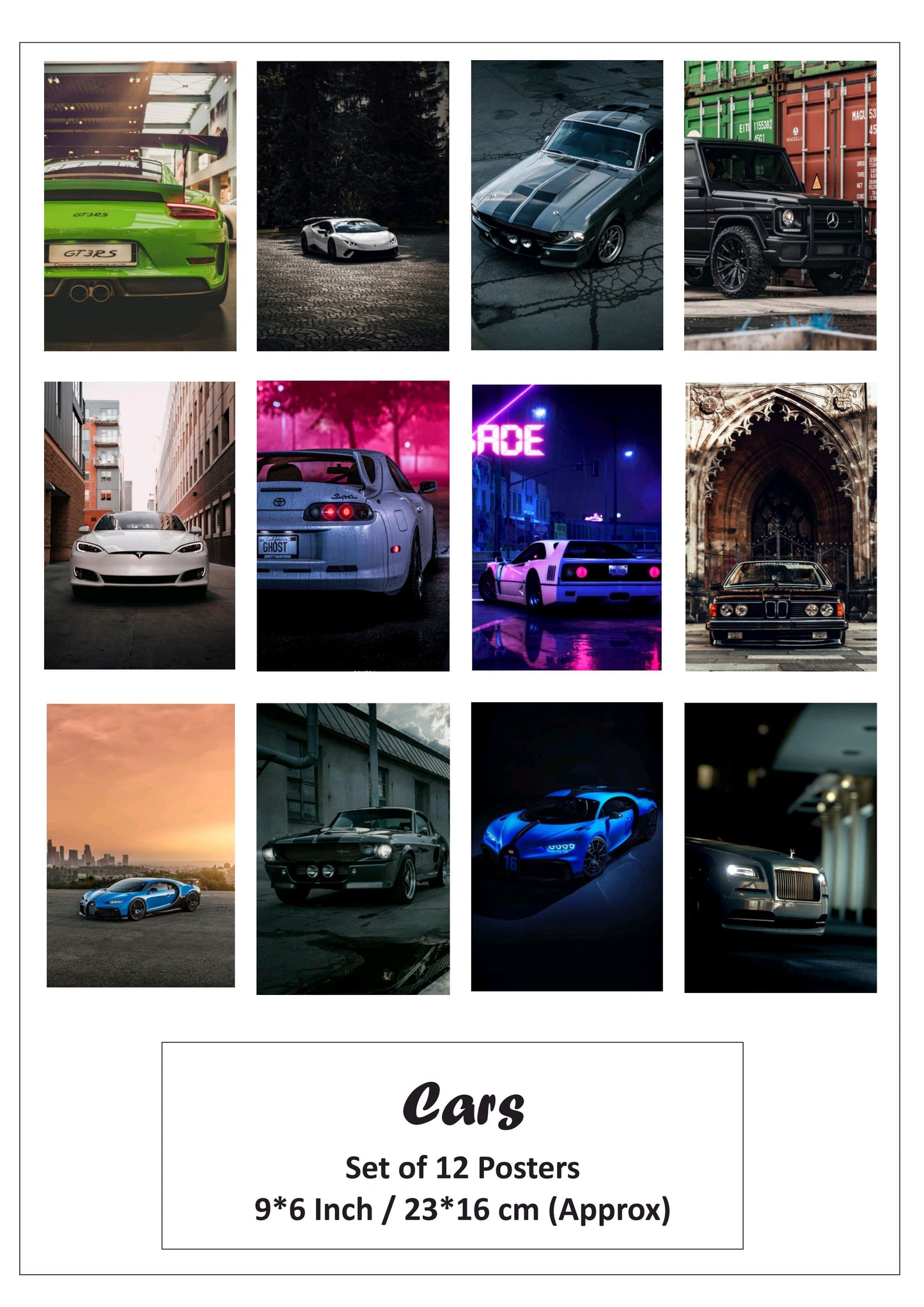 Cars small size paper poster pack of 12 (eff price 68/pkt) Pack of 3 packet