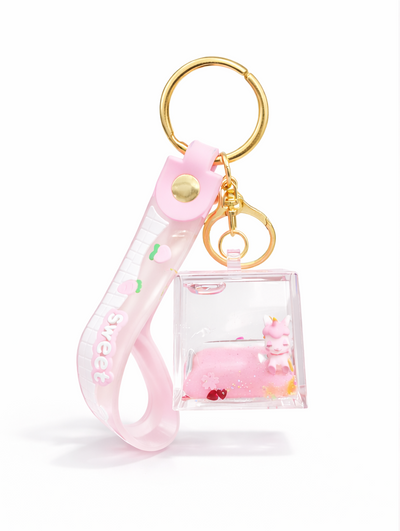 Pack of 3 unicorn in square water glitter keychain (eff price 62)