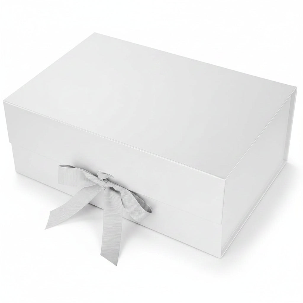 New Silver Modern Folding Gift 🎁 Box with Ribbon🎀 (Size- 23x16x10cm)