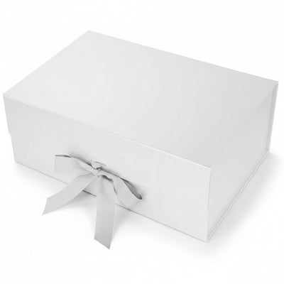 New Silver Modern Folding Gift 🎁 Box with Ribbon🎀 (Size- 23x16x10cm)