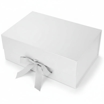 New Silver Modern Folding Gift 🎁 Box with Ribbon🎀 (Size- 23x16x10cm)