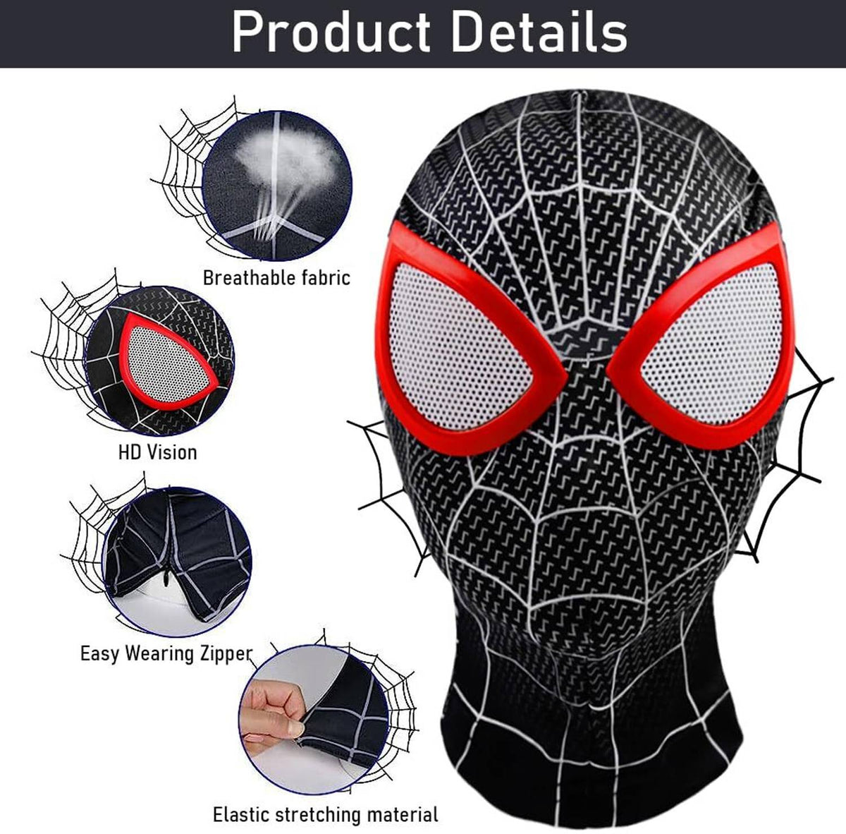 New Black Spidy Anime Cosplay Cloth Mask