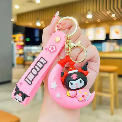 New Kuromi on Moon Rubber Keychain Pack of 3 (eff price 35)