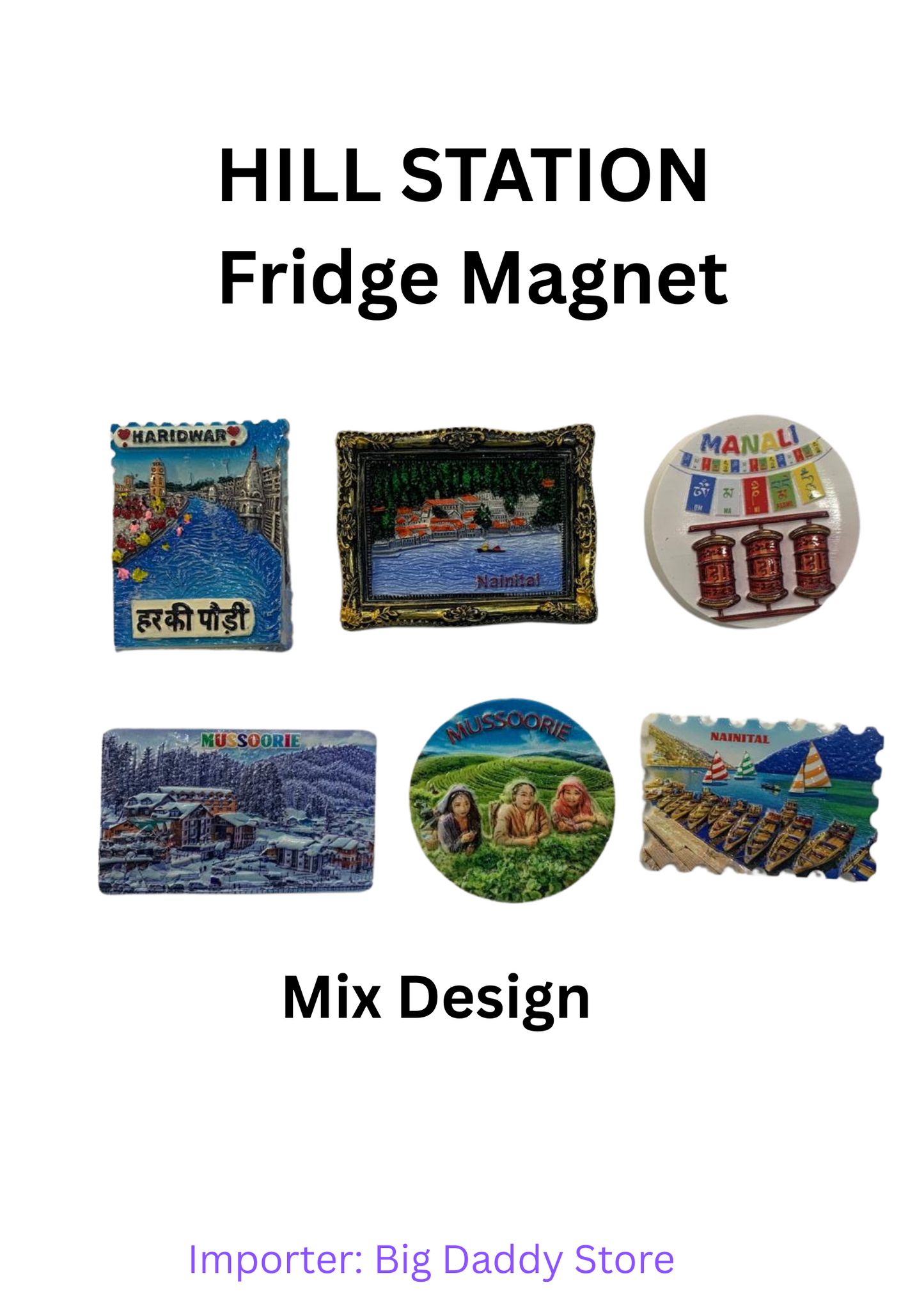 Hill Stations fridge magnet mix design pack of 10 (eff price 38)