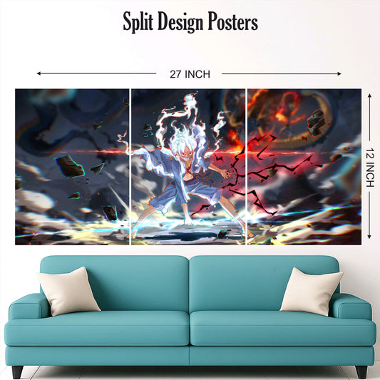 Gear 5 Luffy split design paper poster pack of 3 ( Net price 42 )