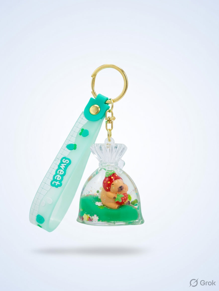 Pack of 3 cappy bara in hand bag water glitter keychain (eff price 62)