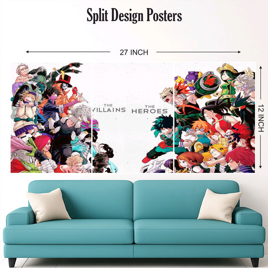 My hero academia split design paper poster pack of 3 ( Net price 42 )
