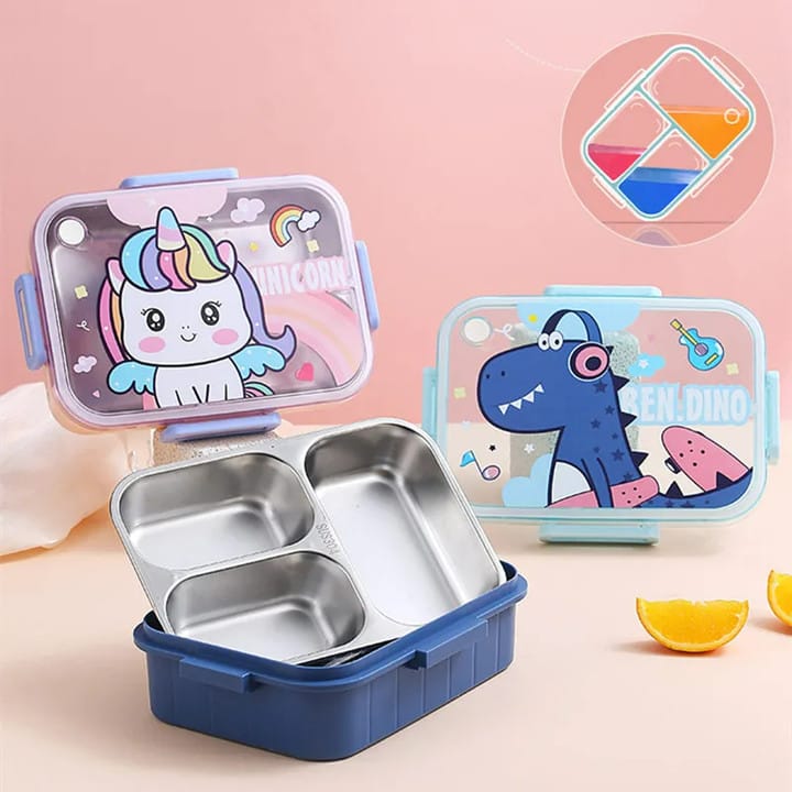 Three compartment steel lunch box