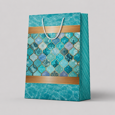 Square theme small size paper gift bag (Pack of 12)