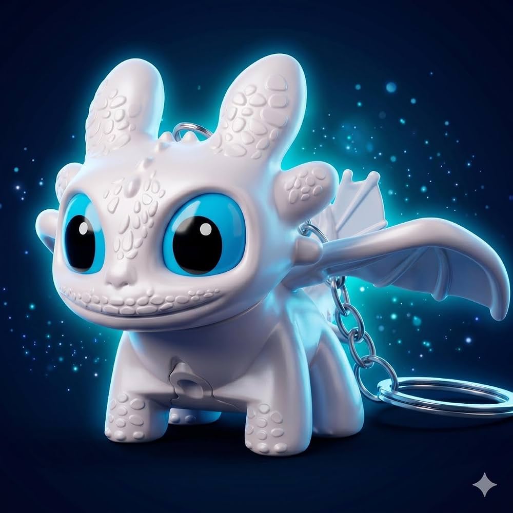 3 pcs - Night Fury white dragon keychain net price 87