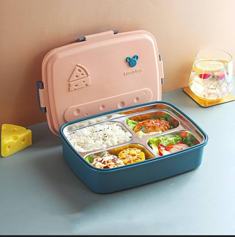 Four Compartment steel lunch box