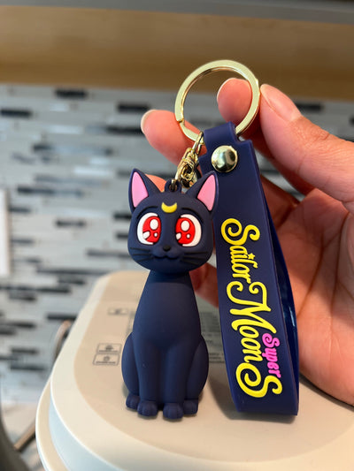New Sailor Moon Cat Blue Rubber Keychain Pack of 3 (eff price 37)