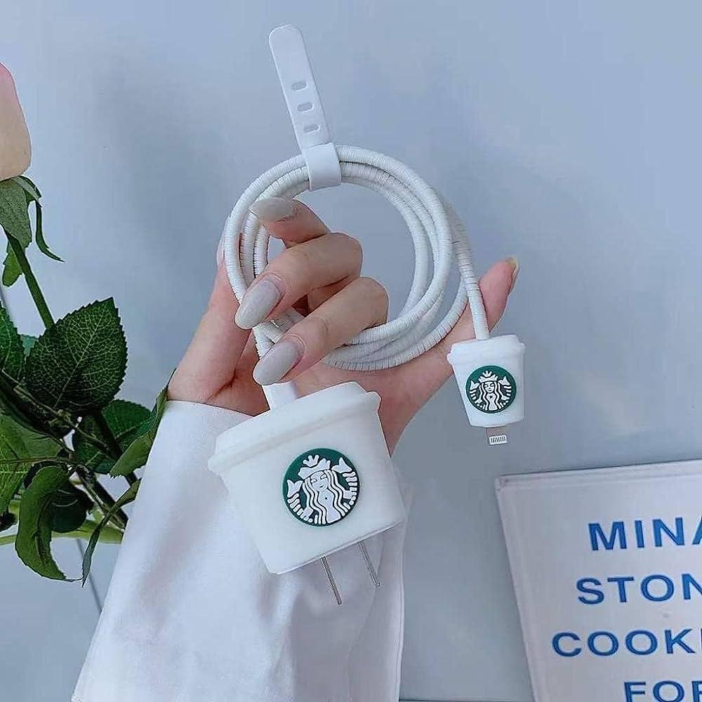 3 pcs- Starbucks White 20W Iphone Silicone Charger Cover (Net Price 65)
