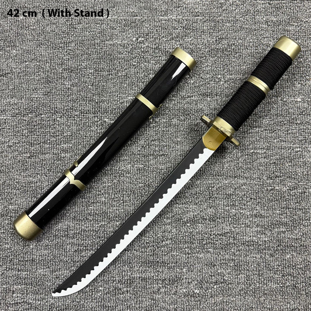 New medium Zoro Black 42 CM wooden katana with plastic stand