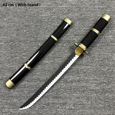 New medium Zoro Black 42 CM wooden katana with plastic stand