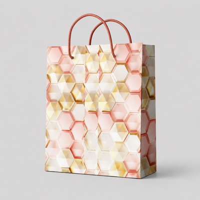 Pink flower small size paper gift bag (Pack of 12)