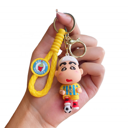 Shinychan in Messi Yellow Jersey rubber keychain pack of 2 (eff price 43)