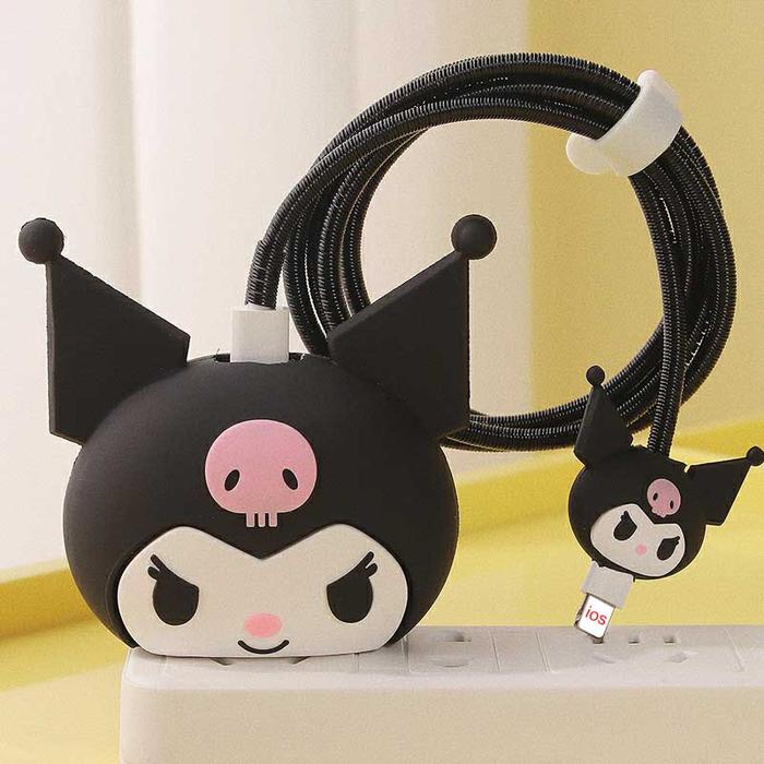 3 pcs- Kuromi Black 20W Iphone Silicone Charger Cover (Net Price 65)