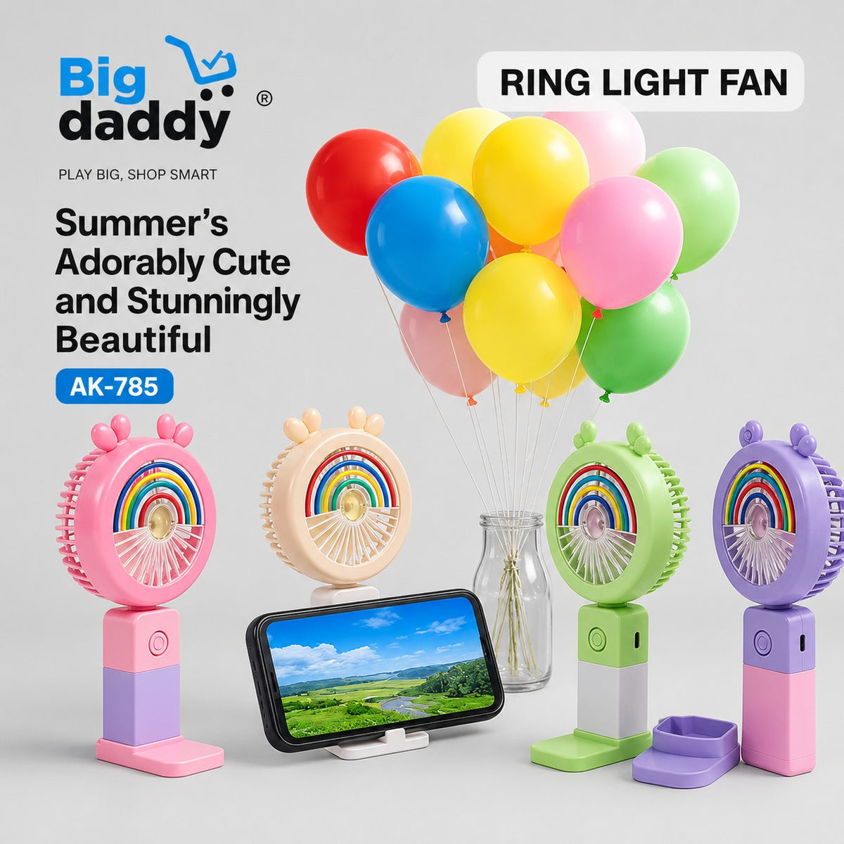 Pack of 2 unicorn with phone stand mini fan HQ66-40 net price 140