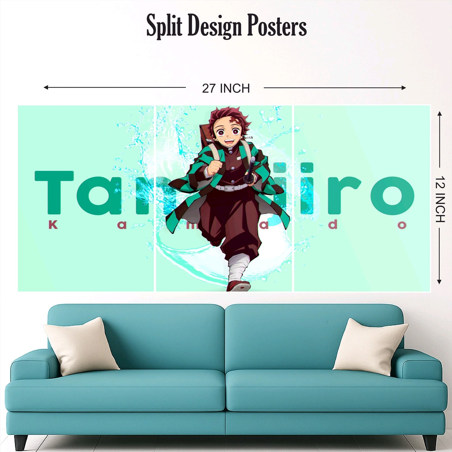 Tanjiro running split design paper poster pack of 3 ( Net price 42 )