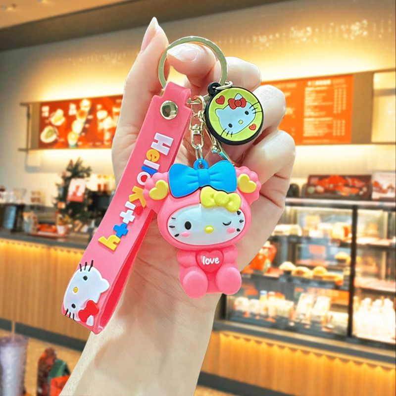 Kitty with Blue Hairband rubber keychain Pack of 3 (eff price 40)