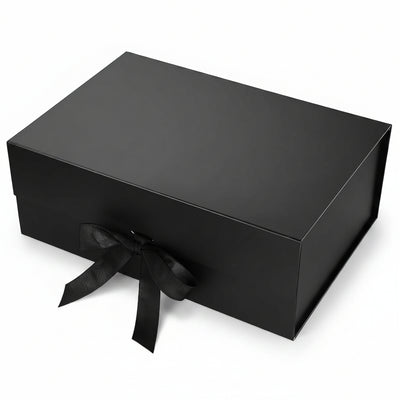 New Black Modern Folding Gift 🎁 Box with Ribbon🎀 (Size- 23x16x10cm)