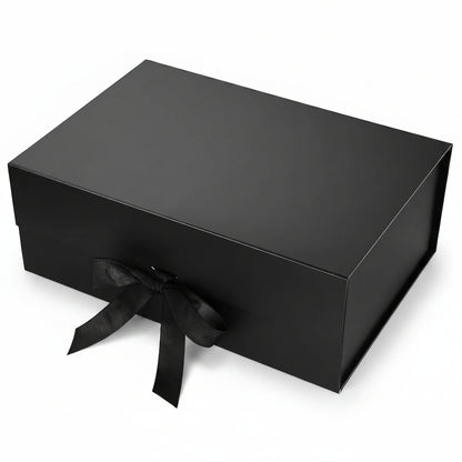New Black Modern Folding Gift 🎁 Box with Ribbon🎀 (Size- 23x16x10cm)