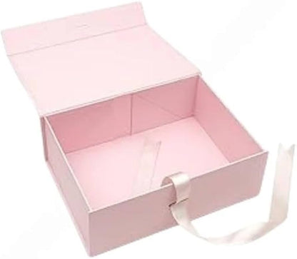 New Pink Modern Folding Gift 🎁 Box with White Ribbon🎀 (Size- 23x16x10cm)