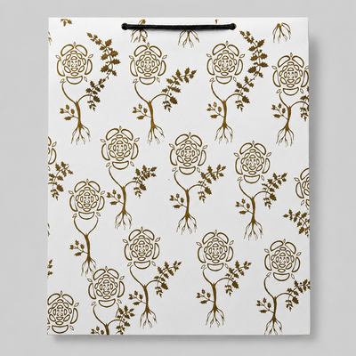 White flower theme small size paper gift bag (Pack of 12)