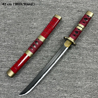 New medium Zoro Red 42 CM wooden katana with stand