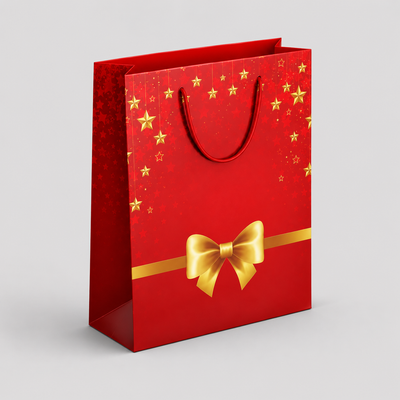 Red gift theme small size paper gift bag (Pack of 12)