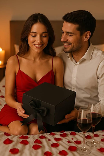New Black Modern Folding Gift 🎁 Box with Ribbon🎀 (Size- 23x16x10cm)