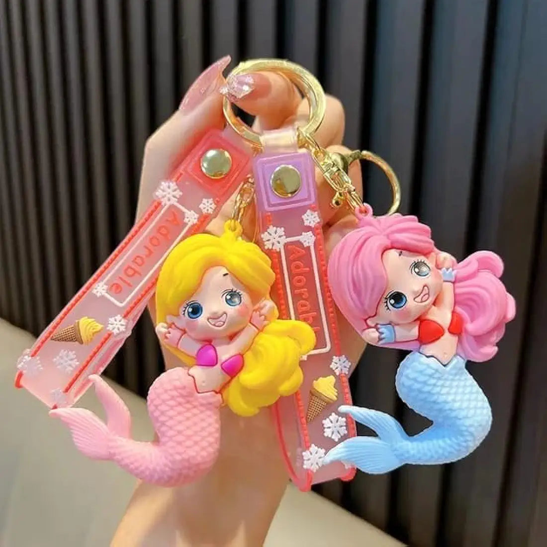 New Mermaid mix colour rubber keychain pack of 3 (eff price 37)