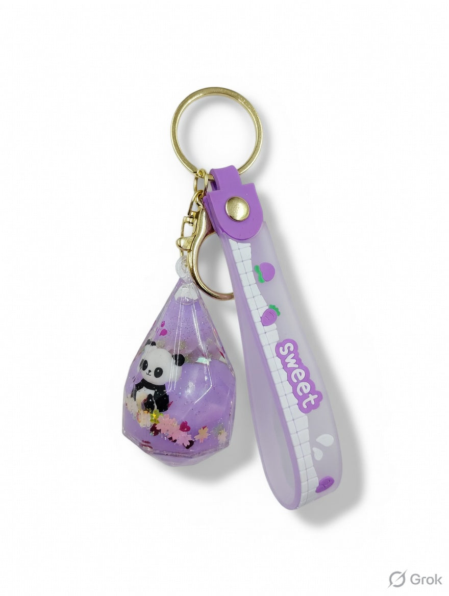 Pack of 3 panda in diamond water glitter keychain (eff price 62)