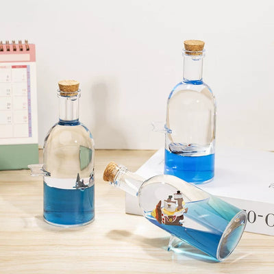 Big Round glass  bottle luffy ship showpeice