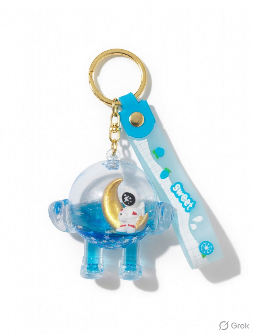 Pack of 3 astro in spaceman  water glitter keychain (eff price 62)