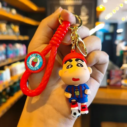 Shinychan in Messi Blue Jersey rubber keychain pack of 2 (eff price 43)