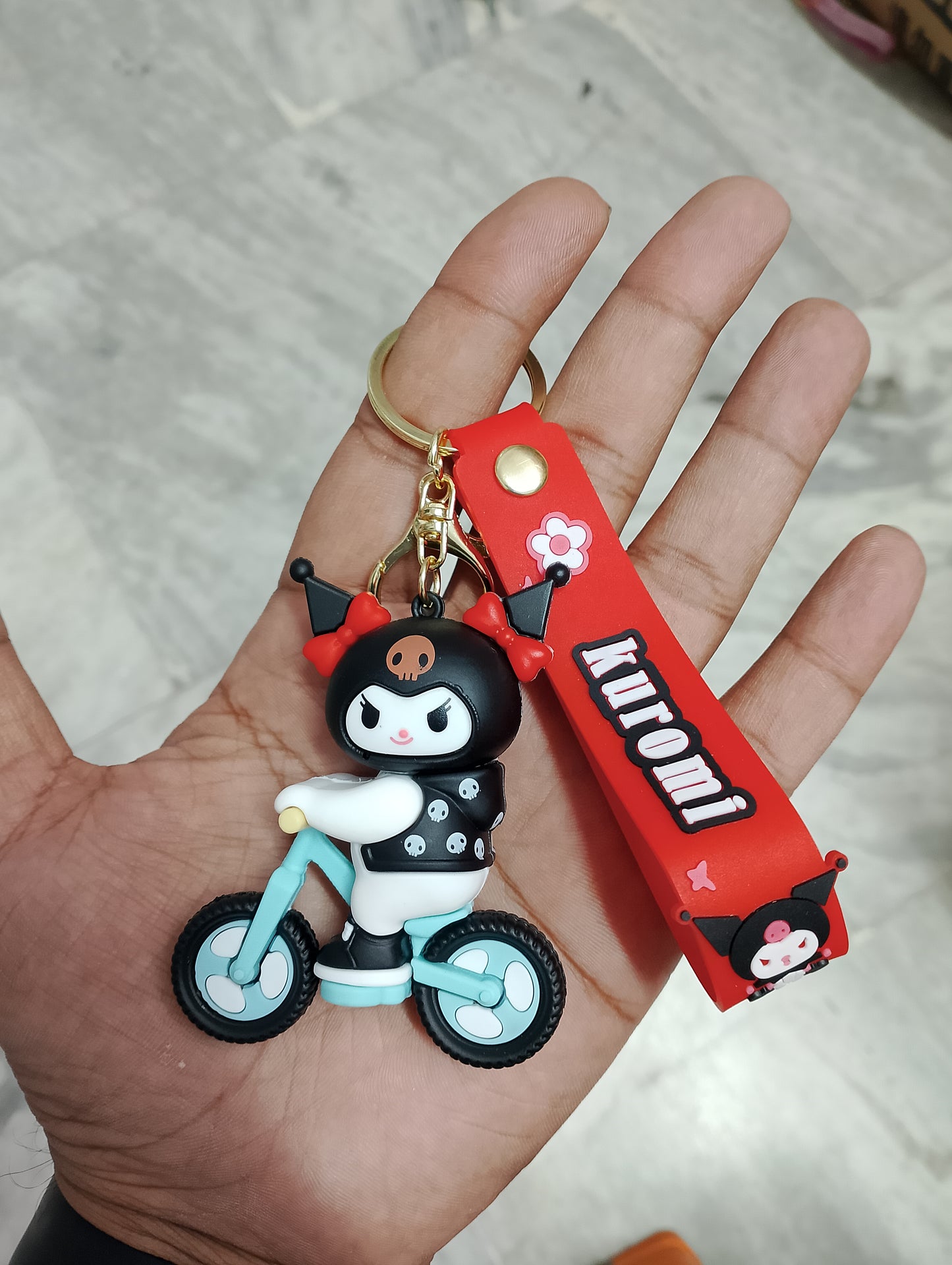 Kuromi On Cycle Black rubber keychain pack of 3 (eff price 37)